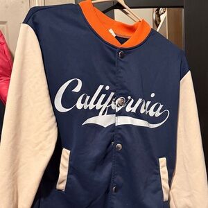 California Kids Varsity Jacket - Navy and Cream